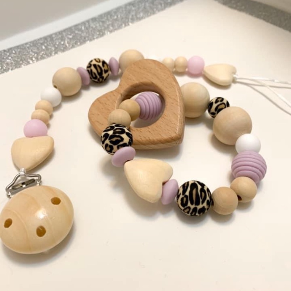Baby teething rings and pacifier clips